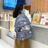 Quality Large Capacity Waterproof Women Backpack Clear Multi-pocket Travel Rucksack Student School Bags for Teenage