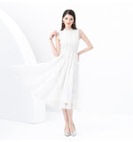 Fongt Retro Romantic Atmosphere Feel Sleeveless Dress Women's Lace Mesh Design Super Fairy Temperament Long Dress