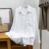 Fongt Loose Feeling Loose Lanky Long-Sleeved Shirt Women's Spring And Autumn Design Sense Of Small Casual Chic Outside Folding Clothes