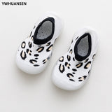 Spring Leopard Soft Bottom Non-Slip Floor Socks Solid Color Toddler Girl Boy Shoes With Transparent Rubber Soles Kid