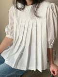 Tops 2022 VONDA Holiday Bohemian Women Casual Tops Casual Short Sleeve Pleated Ruffled Blouse Blusas