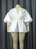 Fongt New Lantern Sleeve Top Temperament Style Suit Embroidery Women's Dress Tops