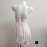 Fongt Spring Summer New French Girl Pure Wind Sexy Small Flying Sleeve Net Yarn Small Chest With Bra Bra Bra Bra Pajamas Pajamas
