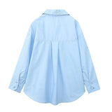 Women's Lapel Hollowed-Out Embroidery Long-Sleeved Single-Breasted Shirt 7969071-Outfit