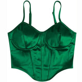 Fongt Satin Show Chest Bundle Waist Sexy Sling Show Back Vest Female Summer Small Top