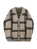 Men's V Neck Checkered Cardigan-Outfit