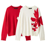 Fongt Women's New 2025 Golden Saddled Flower Collidered T-Wedley Sweater