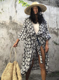 Fongt And White Tie-Dyed Cardigan Beach Dress Bikini Blouse Swimsuit With Cardigan Sunscreen Holiday