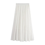 Pleated High Waist Skirt Female 2020 Summer Solid Chiffon Long Skirts For Women Korean Casual Midi Pleated Skirt