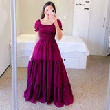 Fongt New Spring And Summer Women's Dress A Word Broken Shoulder Long Pure Fairy