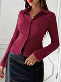 Fongt Striped Casual Open-Shirt Button Long-Sleeved Shirt