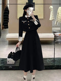 High Quality Small Fragrance Two Piece Set Women Short Jacket Coat + Long Skirt Suits Korean Elegant Fashion OL 2 Piece Sets-Outfit