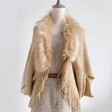 Collar Winter Shawls And Wraps Bohemian Fringe Oversized Womens Winter Ponchos And Capes Batwing Sleeve