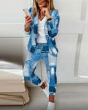 2023 Women's Suit Blazer Pants Elegant Outfit Casual Turn-down Collar Office Lady Long Sleeve Blazer Trousers костюм