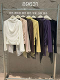 Fongt Xixi 2025 Autumn White Standard Elegant Temperament Chiffon Neck Thin Knitted Small Shirt 89631
