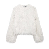 Fongt Women's Thick Lamb Fur Black Coat Women's Winter 2025 New Fur