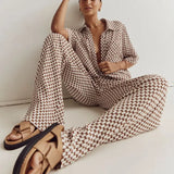 Fongt Women's Summer New Print Suit Short-Sleeved Shirt With High-Waisted Trousers Casual Two Sets For Women-Outfit