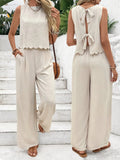 Fongt Summer Women's Fashion Ice Silk Sleeveless Vest Casual Pants Set New