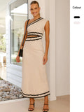 Fongt Summer New Women's Temperament Elegant Diagonal Lace Splice Dress 88129-Outfit