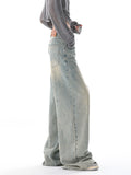 Fongt Light Blue Spring And Summer New Retro Jeans Female Loose Design Show Thin Floor Wide Leg Pants-Outfit