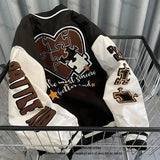 and autumn retro quilted embroidered baseball uniform jacket men and women loose tide brand street jacket couple shirt-Outfit