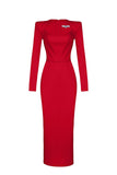 Fongt New Women's Autumn New Horn Long-Sleeved Belt Dress Fashion Temperament