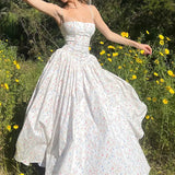 Fongt Summer New Sexy Temperament French Pastoral Wind Slim White Broken Flower Condole