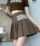 High Waist Mini Pleated Skirts Women Korean Preppy Style Chic Short Faldas Elegant Black Safety Lined Tennis