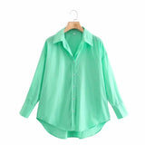 Women Turndown Collar Yellow Loose Blouse Female Long Sleeve Shirt Casual Lady Tops Blusas
