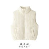 Fongt Women's 2025 Autumn And Winter 2025 New Street Fashion Collar Knit Cotton Vest