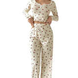 Hot New Pyjamas V-Neck Casual Fashion Elastic Trousers Women's Long-Sleeved