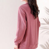 Letter Embroidery Sweatshirts Beading Spring Autumn Korean Loose Women's Clothing Casual O-Neck Basic Commute Pullovers-Outfit