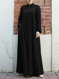 Fongt New Muslim Women's Clothing Middle Eastern Arab Style Zippered Open-Shirt Into The Bag Temperament Loose Dress