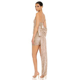 High-End Women's Glide Sexy Bag Butt-Meared Thoracic Dress Can Be Removed Large Bow Decorative Dress
