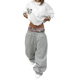 Fongt Street Fashion Print Double Belt With Sleeker Straight Trousers Sleis