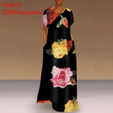 Printed Maxi Dress 2022 Casual Women's Summer Sundress VONDA Bohemian Female Printed Robe Short Sleeve