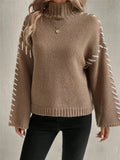 Fongt Casual Loose Knitted Sweater 2025 New High-Necked Color Design For Women