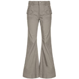 Fongt Retro Workwind Pocket Denim Micro-Tlaps Wash Water To Make Old Design Low-Rise Hottie Casual Trousers