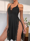 Fongt Selling Sexy Pajamas Hanging Neck Sleeping Dress Show Back Large Size Suit Open Fork Home Clothing Source