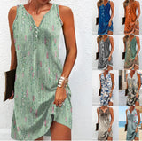 Fongt Summer Wish Casual Wind A-Shaped Dress Sleeveless Vest V-Neck Dress Woman
