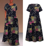Printed Maxi Dress 2022 Casual Women's Summer Sundress VONDA Bohemian Female Printed Robe Short Sleeve