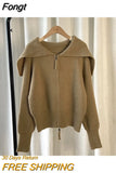 Cardigans Turn Down Collar Solid Autumn Winter Plue Size Clothes Women Sweater Vintage Zipper Warm Thick Sueters De