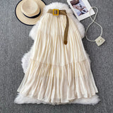 Fongt Half-Dress Women's Dress 2025 Summer Small Medium Long Leisure High-Rise Thin Thong Ponve Cake Skirt