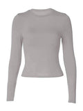 Solid Color Long Sleeve Top-Outfit