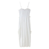 Fongt Women's Clothing 2025 Summer New Folding Lotus Side Spliced Open Slinging Dress