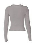 Solid Color Long Sleeve Top-Outfit