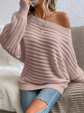 Fongt And Winter New Solid Color Three-Dimensional Cross-Print Collar Bat Sleeve Knitted Sweater Woman