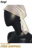 Stone Mesh Grid Trendy Wild Head Scarf Wrap Glitter Rhinestone Handmade Patchwork Celebrity Headband Turban Hair