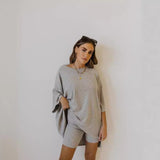 Fongt And Summer 2025 New Loose Size Women's Clothing Casual Home Short-Sleeved T-Shirt Shorts Set
