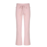 Fongt Base Solid Color High-Rise Micro-Speakers Roll Waist Wide Waist Thin Leisure Sweating Trousers